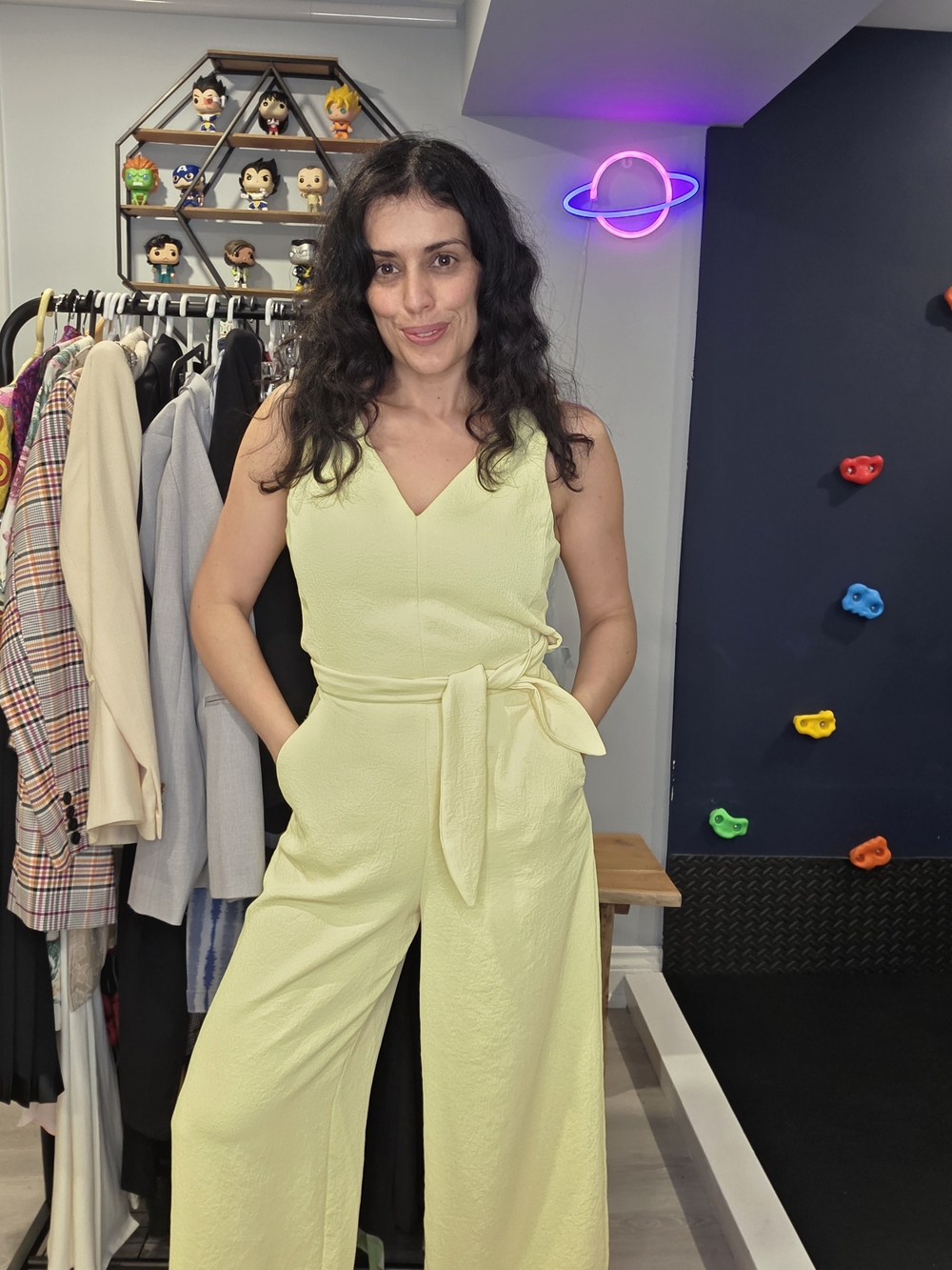 Wilfred Pale Lemon V-Neck Wide-Leg Jumpsuit